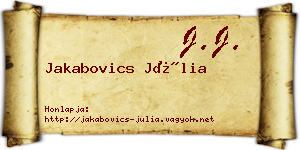 Jakabovics Júlia névjegykártya